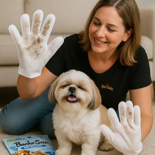 Luva de Limpeza a Seco Para cães e gatos