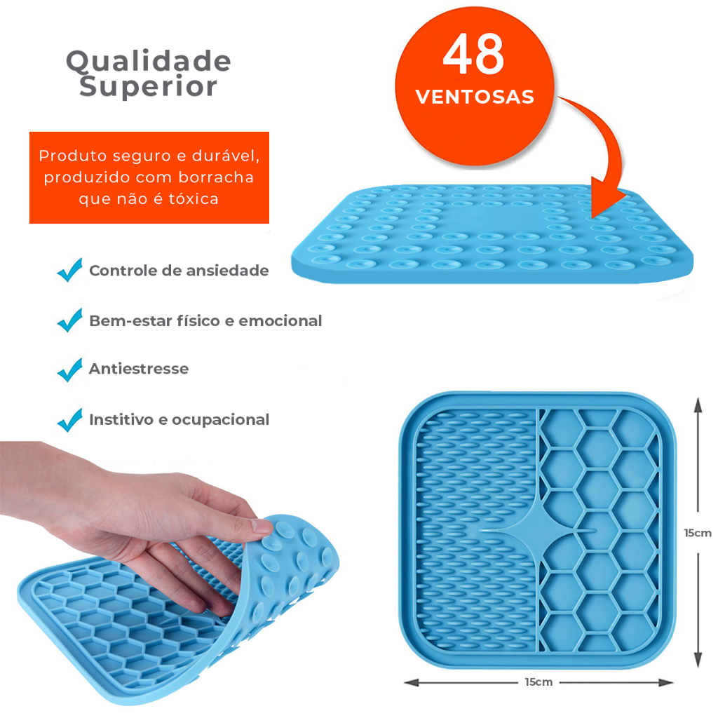 Tapete Comedouro Lamber com Ventosas – Dougez™ | Antiestresse para Cães e Gatos