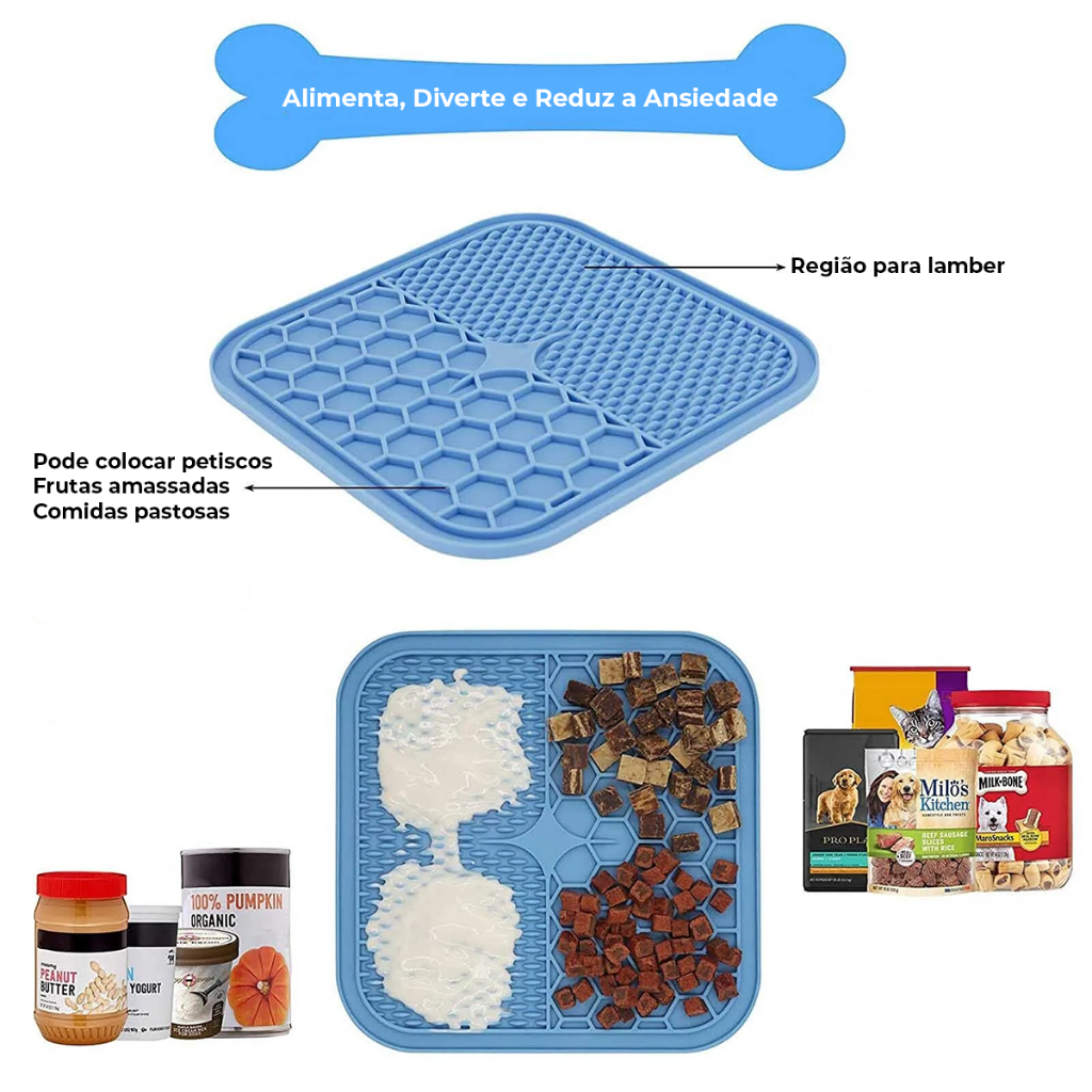 Tapete Comedouro Lamber com Ventosas – Dougez™ | Antiestresse para Cães e Gatos