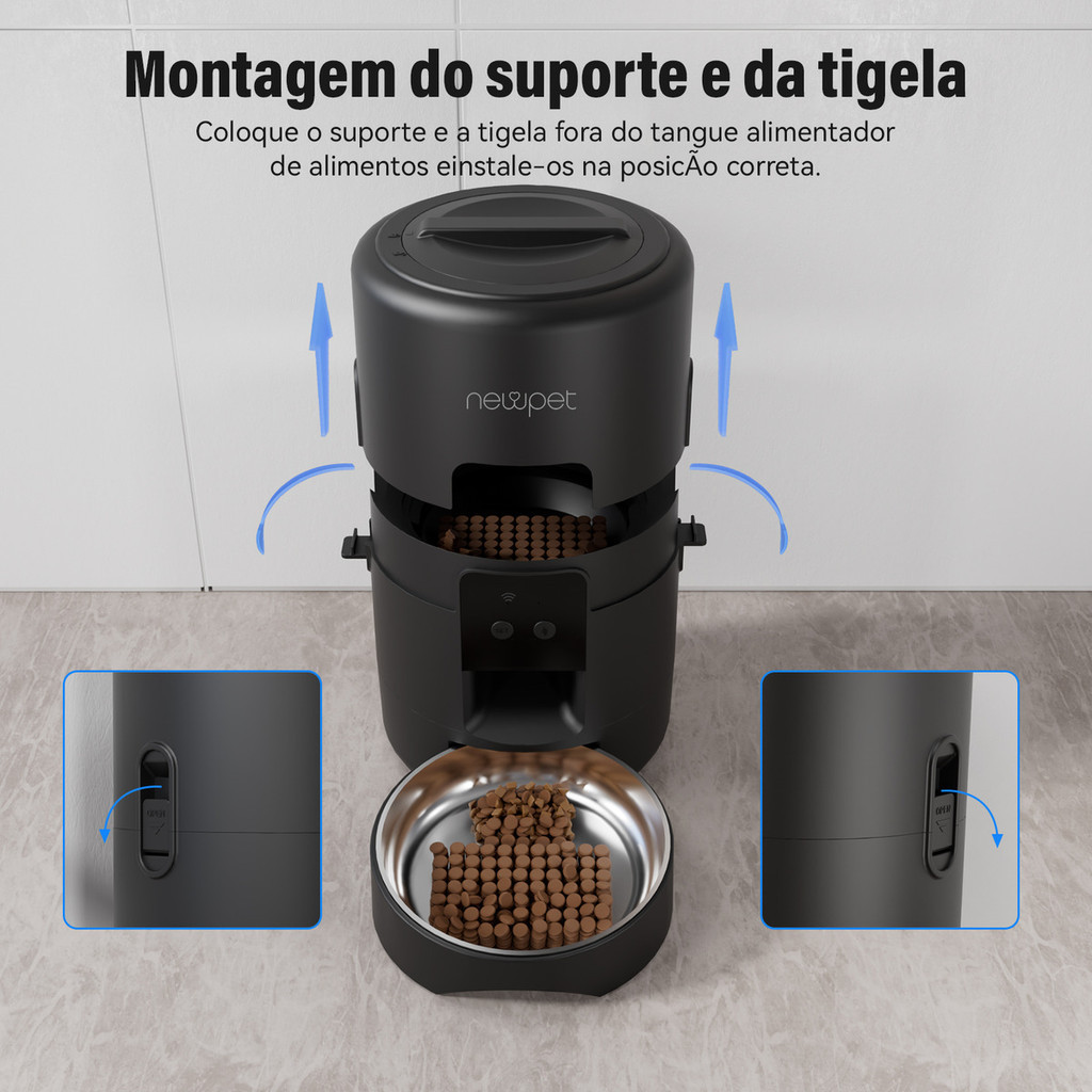 Comedouro Automático Newpet 2L com Wi-Fi e Controle por APP | Voz + Alimentação Programada