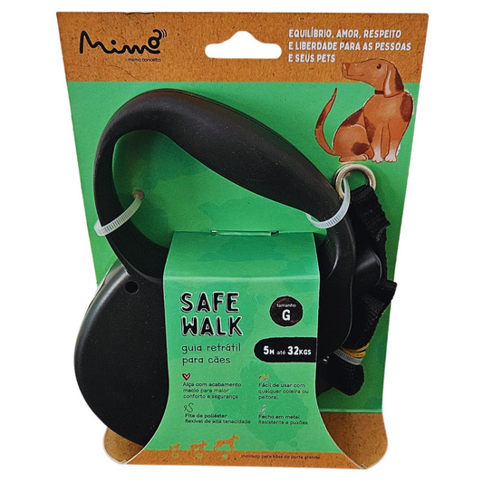 Guia Retrátil 5m Para Cães Até 32kg  | Mimo Safe Walk