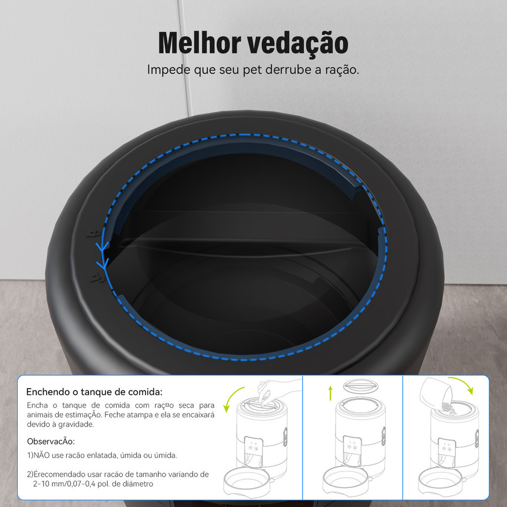 Comedouro Automático Newpet 2L com Wi-Fi e Controle por APP | Voz + Alimentação Programada